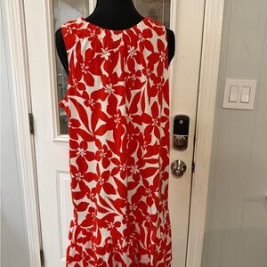 LOFT Red and White Floral Maxi Dress